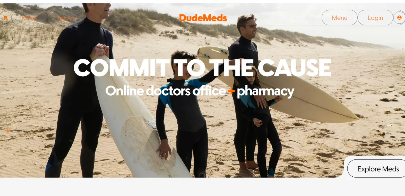 DudeMeds website preview