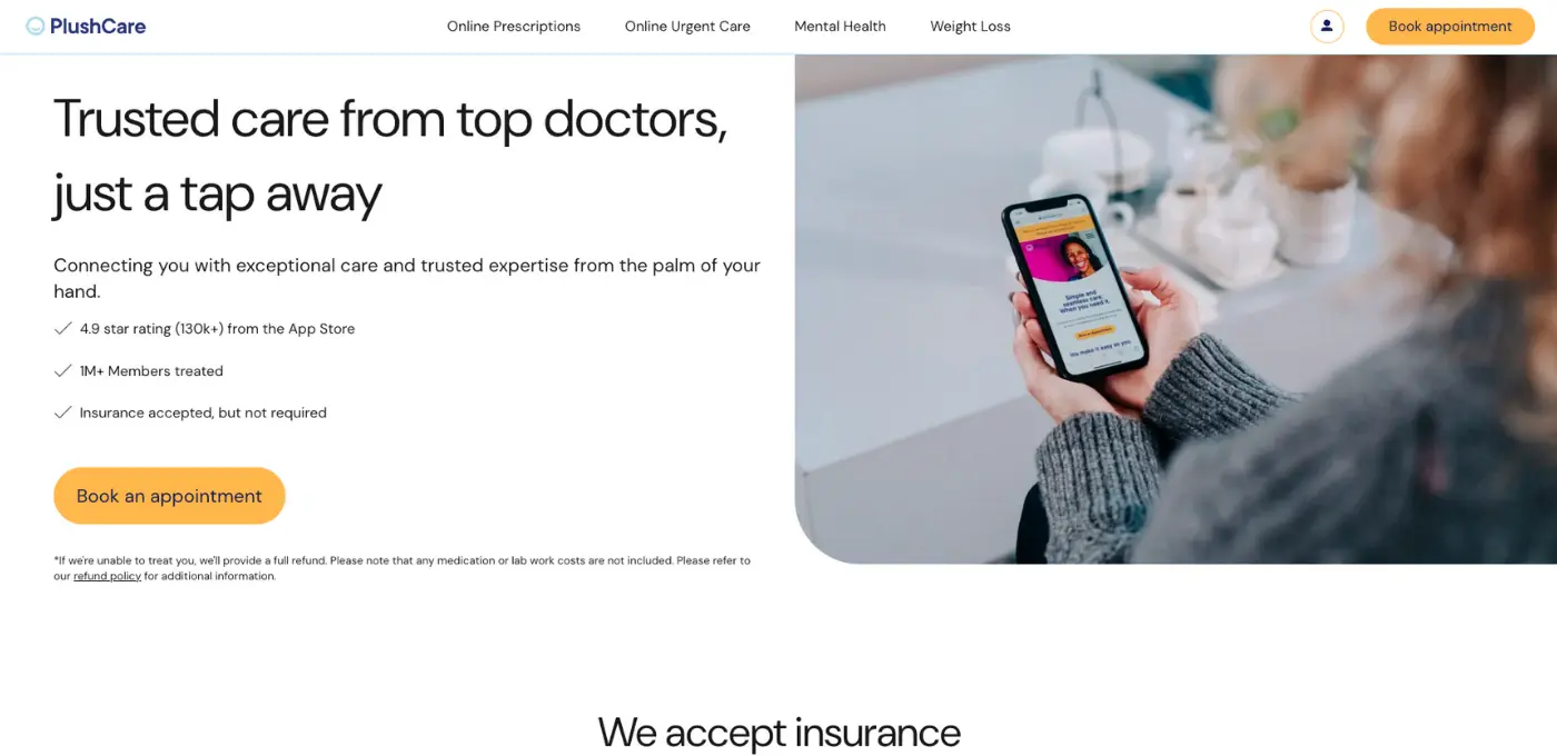 PlushCare telehealth platform